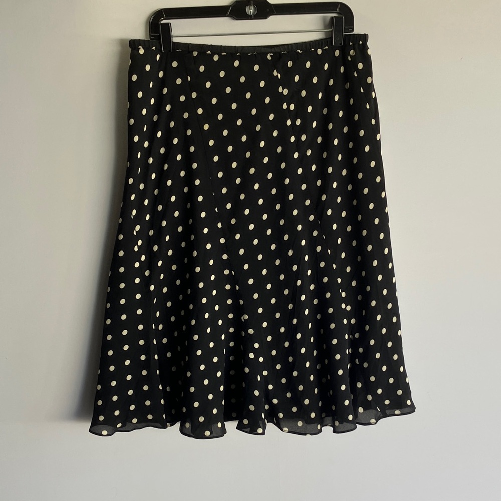 Jones New York Black and White Polka Dot Skater Skirt